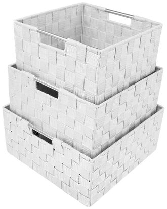 Sorbus 3 Pack Woven Basket Bins With Built-in Carry Handles