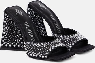 The Attico Devon embellished satin mules