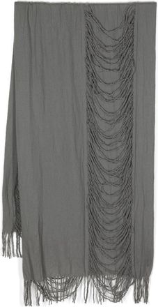 Yohji Yamamoto distressed-finish wool scarf - women - Wool - One Size - Grey