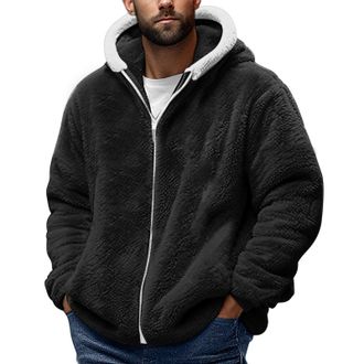 Generic Yolimok Teddy Fleece Jacket Mens Womens, Full Zip Up Hoodies Long Sleeve Sherpa Fleece Winter Coats Fluffy Warm Jackets Thick Plush Oversized Hoodie T