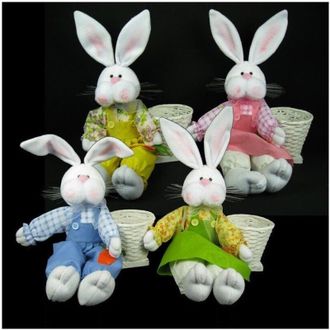 Trade Shop Trade Shop - Pupazzo Coniglio Con Vestito Seduto Con Cesto Addobbo Pasqua 41cm