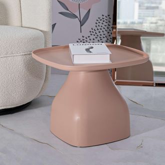 Dmora Mesa De Centro Inhamb, Ideal Para Interior/exterior, Esquinas Redondeadas, Forma Rectangular, Estante Rosa, 48x48x38h Cm Rosa