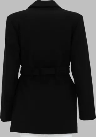 Ganni Belted Crepe Blazer - Black