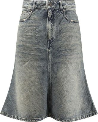 Balenciaga Denim Midi Skirt-Donna