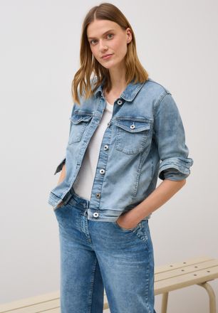 Cecil Jeansjacke CECIL, Damen, Gr. XS (36), blau (authentic used wash), Denim/Jeans, Obermaterial: 78% Baumwolle, 20% Polyester, 2% Elasthan, unifarben, nor