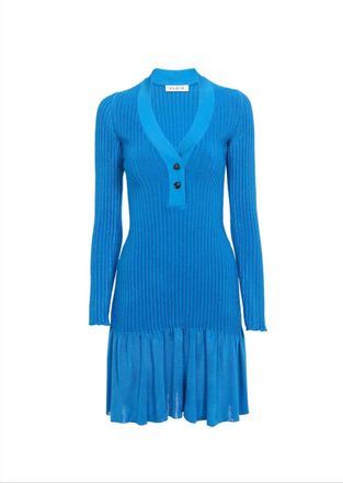 Alaia Blue Ribbed Knit Short Dress Size S