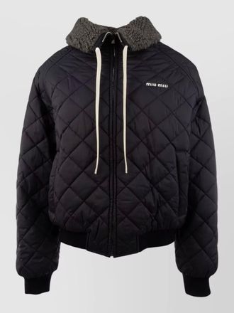 Miu Miu down jacket shearling collar ribbed cuffs