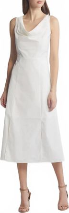 Du Paradis Cowl Neck Midi Dress In White