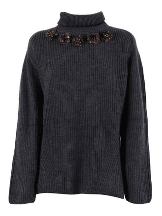 P.A.R.O.S.H. Ribbed Knit Floral Sweater