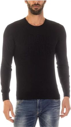 Armani Jeans Gezellige Gebreide Trui - Heren - Longsleeves - Zwart - S - Tops