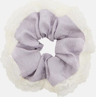 Chlo&eacute; Chlo&eacute; Lace-trimmed floral silk jacquard scrunchie