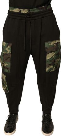 Dolce & Gabbana Mens Black Camouflage Cotton Jogger Cargo Pants Polyester Nylon