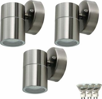 ETC Shop Set di 3 luci per esterni a led facciata casa porta illuminazione a parete faretti in acciaio inox lampade da giardino
