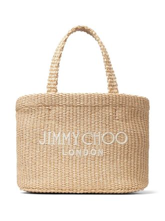 Jimmy Choo London Strandtas met geborduurd logo - Beige