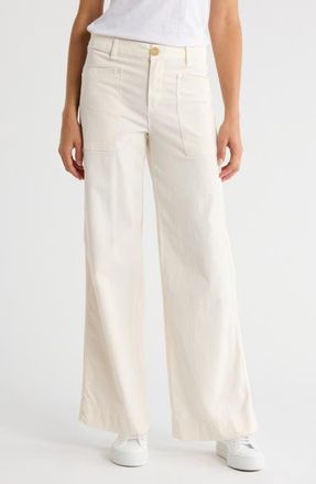 Frank & Eileen Wrap Pocket Stretch Cotton Pants in Chalk at Nordstrom, Size 10