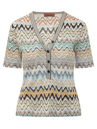 Missoni Multicolor Chevron V Neck Sweater