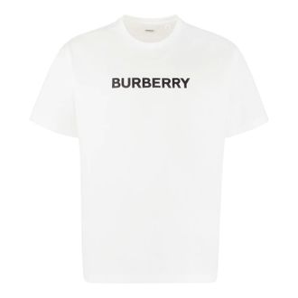 Burberry T-Shirts, male, White, Size: L Cotton crew-neck T-shirt