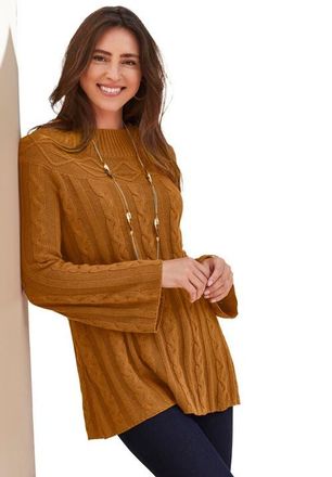 Jessica London Cable Sweater Tunic in Clove at Nordstrom, Size 3X