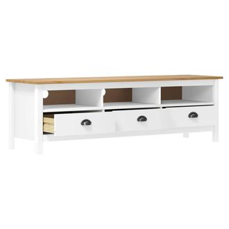 Berkfield Home TV Cabinet Hill White 158x40x47 cm Solid Pine Wood | Size: 158 x 40 x 47 cm