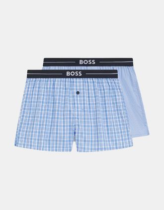 HUGO BOSS Mens 2 Pack of Cotton Pyjama Shorts - Blue - Size: 33/32/32