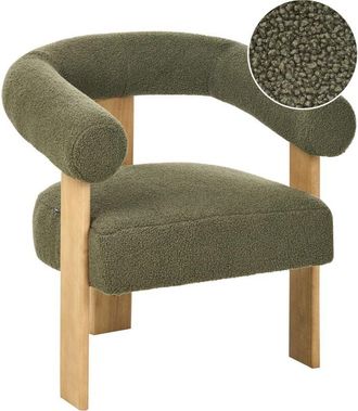 Beliani Armchair ILBRO Boucle Green/ Light Brown