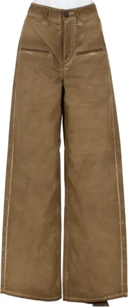 Uma Wang Brown Ball Stitching Detail Cotton Wide-Leg Pants