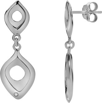 LuvMyJewelry Lunelle Sterling Silver 0.03 Ct Diamond Double Drop Earrings