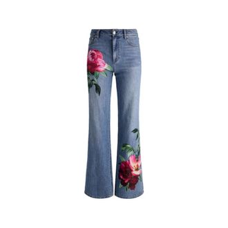 Alice & Olivia Chic Printed Jean - female - Alice + Olivia - Flare Jeans - Blue - W26 - Jeans