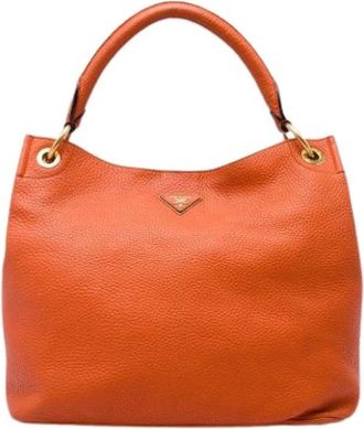 Prada Pre-owned Hobo Bag - Dames - Vintage Handtas - Oranje - ONE Size - Leer - Vintage