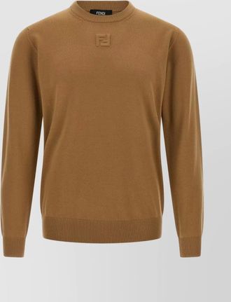 Fendi crew neck wool sweater with ribbed cuffs