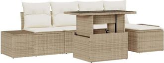 vidaXL Garden Sofa Set with Cushion 6 pcs Beige and cream Vidaxl