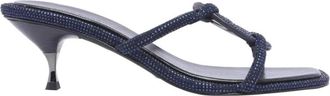 Tory Burch Geo Bombe Sandalen met lage hak - Dames - Muiltjes - Blauw - 36 EU - Leer - Schoenen