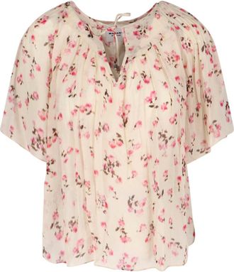Isabel Marant Short-Sleeved Beige Top with Round Neckline