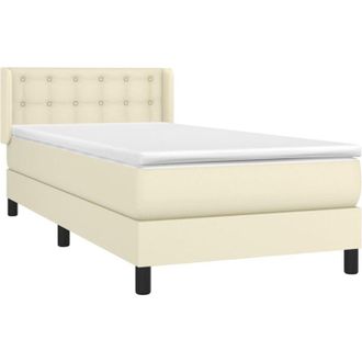 vidaXL Cama Box Spring Con Colch&oacute;n Cuero Sint&eacute;tico Crema 90x190 Cm Vidaxl