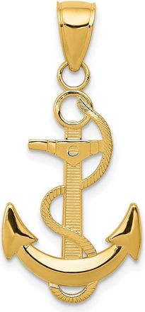 Diamond2Deal 10k Yellow Gold Polished Anchor with Textured Rope