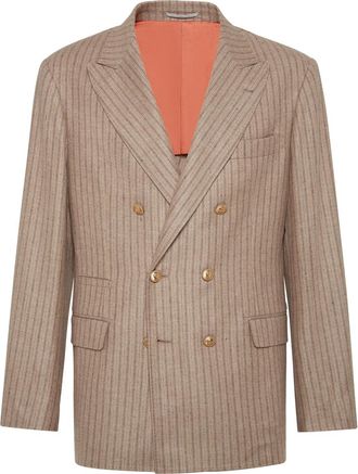 Brunello Cucinelli Flannel blazer in Light Brown at Nordstrom, Size 52 It
