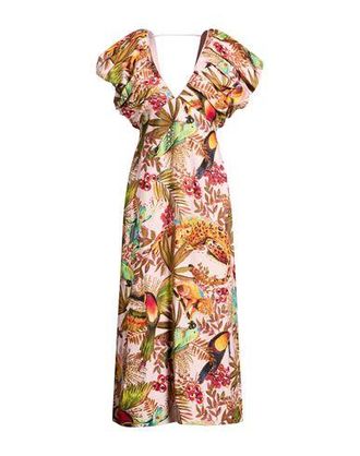 Farm Rio INTO THE JUNGLE PINK SLEEVELESS MIDI DRESS