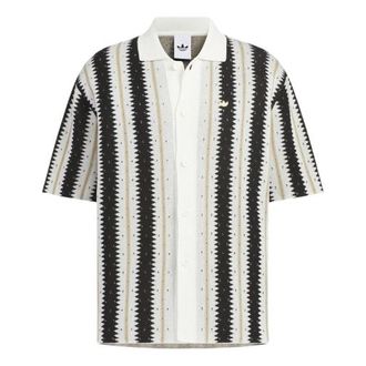 adidas Resort Crochet Polo Knit White Black KE5833