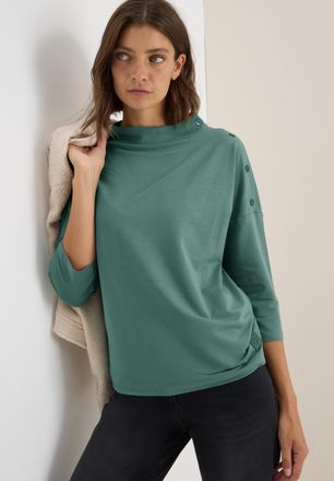 Cecil 3/4-Arm-Shirt CECIL, Damen, Gr. XXL (46), jewel gr&uuml;n, Jersey, Obermaterial: 48% Baumwolle, 48% Modal, 4% Elasthan, unifarben, regular fit normal, ohne