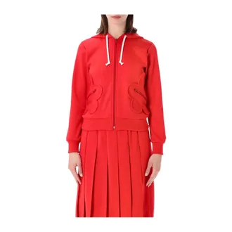 Comme Des Gar&ccedil;ons Sudadera con cremallera y apliques de flores - Sweatshirts & Hoodies - Mujer - Rojo - M
