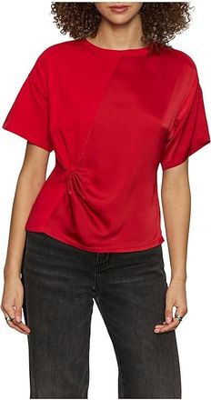 Sanctuary Satin Mix T-Shirts Womens Clothing Cherry Lacquer : LG (US 10-12), Cotton
