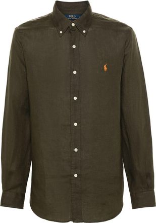 Polo Ralph Lauren Polo-Pony linen shirt - men - Linen/Flax - S - Green
