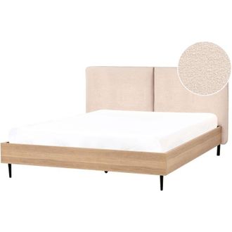 Beliani Beliani - Letto matrimoniale con rete in tessuto boucl&egrave; beige 160 x 200 cm Limanton