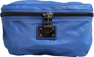 Dolce & Gabbana Mens Logo-Plaque Nylon Belt Bag Blue