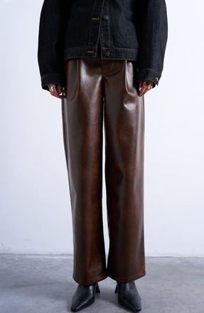 Topshop Faux Leather Pleated Pants in Orange at Nordstrom Rack, Size 0 Us (Fits Like 00)