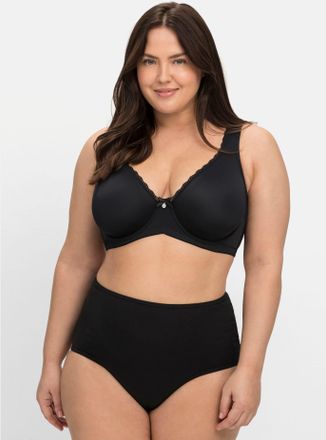 Sheego B&uuml;gel-BH SHEEGO, Damen, Gr. 100, Cup E, schwarz-weiss (schwarz, wei&szlig;), 82% Polyamid, 18% Elasthan, BHs B&uuml;gel-BH