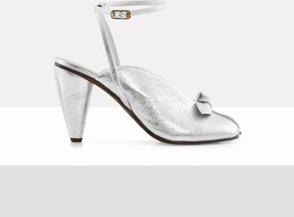 Vivienne Westwood Bow Peep Shoe Metallic Crinkle Silver 4-37 Women
