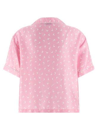Moschino Goose-Print Silk Twill Shirt - Pink