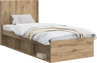 vidaXL Estructura De Cama Con Almacenamiento Y Cabecero Roble Artisan Vidaxl