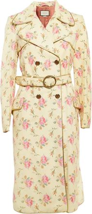 Gucci floral-print leather coat - Yellow